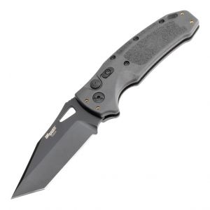 SIG K320A Tactical Automatic Folder: 3.5" Tanto Blade - Black Cerakote Finish, Grey Polymer Frame