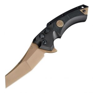 SIG X5 Emperor Scorpion Manual Flipper: 3.5" Wharncliffe Blade - FDE PVD Finish, Matte Black Aluminum Frame & Solid Black G10 Inserts