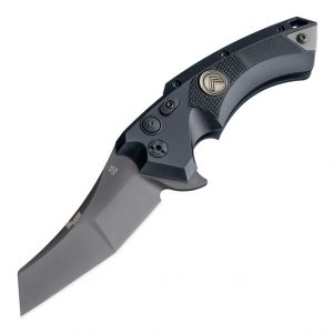 SIG X5 LEGION Manual Flipper: 3.5" Wharncliffe Blade - Grey Cerakote Finish, Matte Black Aluminum Frame & Solid Black G10 Inserts