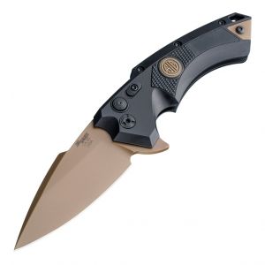SIG X5 Emperor Scorpion Manual Flipper: 3.5" Spear Point Blade - FDE PVD Finish, Matte Black Aluminum Frame & Solid Black G10 Inserts