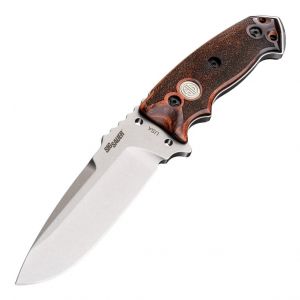 SIG EX-F01 Stainless Elites Fixed Blade: 5.5" Drop Point Blade - Tumbled Finish, Reinforced Rosewood Scales