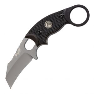 SIG EX-F03 LEGION Fixed Blade: 2.25" Hawkbill Blade - Grey Cerakote Finish, Solid Black G10 Scales