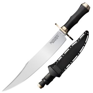 Cold Steel Knives-39LABMS , Natchez Bowie ,  Fixed Blade Knife , 11-3/4'' Satin Plain Blade , Polished Black Micrata Handles , W / Molded Polymer Sheath