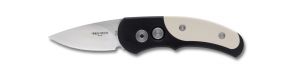 Pro-Tech Knives - 4451 , Runt J4 California Legal Automatic Knife , 154CM Satin Plain Blade , Ivory Tuxedo Handles , W/ Pocket Clip