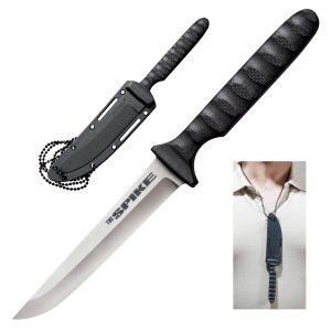 Cold Steel Knives-53NCCZ , Drop Point Spike, Fixed Blade Knife , 4'' Plain Blade , G-10 Griv-Ex Handles , W/ Secure Ex Neck Sheath