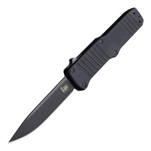 HK Hadron OTF Automatic: 3.375" Clip Point Blade - Black PVD Finish, Matte Black Aluminum Frame