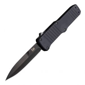 HK Hadron OTF Automatic: 3.375" Bayonet - Black PVD Finish, Matte Black Aluminum Frame