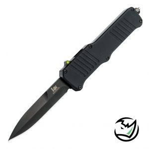 HK Incursion OTF Automatic: 3.9" Bayonet Blade - Black PVD Finish, Matte Black Aluminum Frame - Tritium Infused Trigger