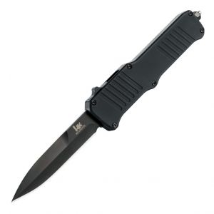 HK Incursion OTF Automatic: 3.9" Bayonet Blade - Black PVD Finish, Matte Black Aluminum Frame