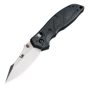 HK Exemplar Manual Folder: 3.25" Clip Point Blade - Tumbled Finish; Solid Black G10 Frame