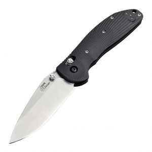 Doug Ritter Mini-RSK MKI-G2 Folder (Knifeworks Exclusive): 2.9" Drop Point Blade - Tumbled Finish, Solid Black G10 Scales