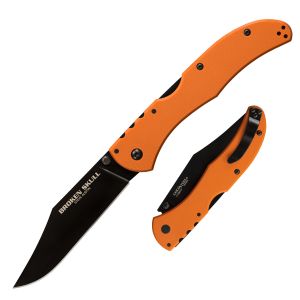 Cold Steel Knives-54SBOR , Broken Skull I , Tactical Folding Knife  , By Steve Austin ,  4'' Black Plain Blade , Orange G-10 Handles , W/ Pocket Clip