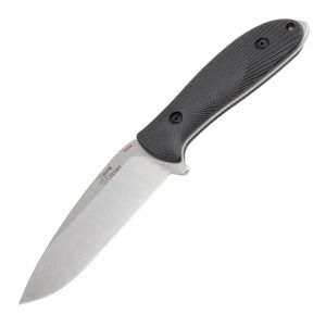 Doug Ritter RSK MK3-G2 Fixed Blade (Knifeworks Exclusive): 4.5" Drop Point Blade - Tumbled Finish, Solid Black G10 Scales