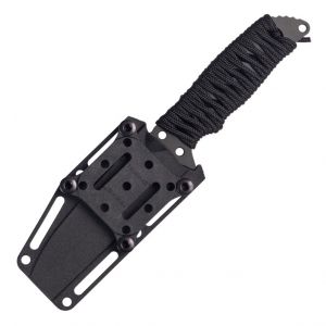 HK Fray Fixed Blade: 4.2" Clip Point Blade - Black Cerakote Finish, Black OverMolded Scales (Paracord Included)