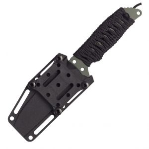 HK Fray Fixed Blade: 4.2" Clip Point Blade - OD Green Cerakote Finish, Black OverMolded Scales (Paracord Included)