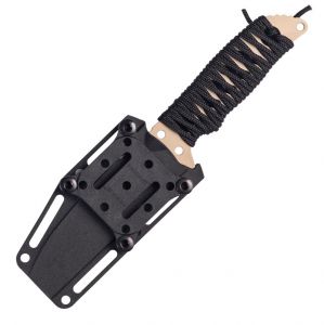 HK Fray Fixed Blade: 4.2" Clip Point Blade - FDE Cerakote Finish, Black OverMolded Scales (Paracord Included)