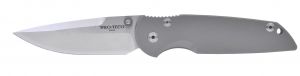Pro-Tech Knives - 7701 , TR3 Integrity Manual Folding Knife ,  3.5'' Satin Plain Blade , Blasted Titanium Frame ,  , W/ Titanium Pocket Clip