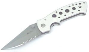 CRKT- 7782 Crawford/ Kasper Folding Pocket Knife, 3'' Part Serrated Blade, Aluminum Handles, Metal Pocket Clip, Linerlock