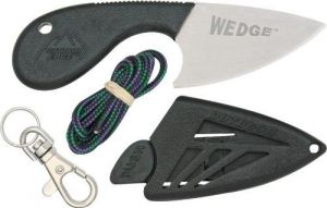 Outdoor Edge - WG I - The Wedge Fixed Blade Knife With SWIVEL Clip and Cord Loop & Clothing Clip( 2.38" Stainless Steel Blade)