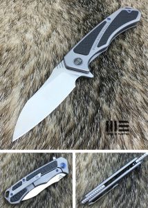 WE KNIFE CO - 801D , Minitor , Bohler M390 , 6AL4V Titanium Inlay Carbon Fiber