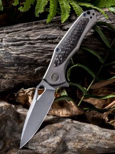 WE KNIFE CO - 804F , Vapor , CPM-S35VN , 6AL4V Titanium Inlay Carbon Fiber