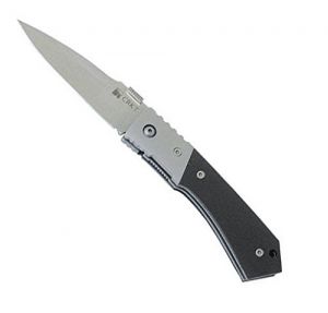 CRKT-8101 Tighe Tac Mini Folding Pocket Knife, Black Zytel Scales, 2.63'' Plain Blade, With Stainless Steel Pocket Clip
