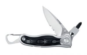 Leatherman Tools-830415 Multitool Folding Knife, 2.8'' Part Serrated Blade, Nylon Sheath, Carabiner Tool / Bottle Opener- (E307X )