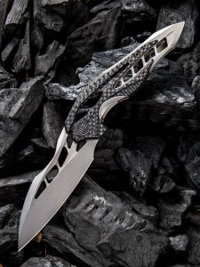 WE KNIFE CO -906CF-C , Arrakis , Bohler M390 , 6AL4V Titanium Inlay Carbon Fiber
