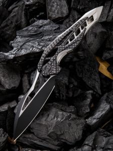 WE KNIFE CO -906CF-D , Arrakis , Bohler M390 , 6AL4V Titanium Inlay Carbon Fiber