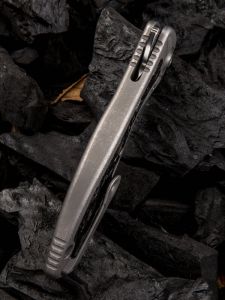WE KNIFE CO - 912CF-A , Synergy2 , Bohler M390 , 6AL4V Titanium Inlay Shredded Carbon Fiber