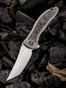 WE KNIFE CO - 912CF-B , Synergy2 , Bohler M390 , 6AL4V Titanium Inlay Shredded Carbon Fiber