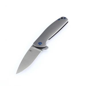 Kizer Knives - KI3471 , Gemini Flipper By Ray Laconico ,  Titanium Handles , 3.12 Stonewash Blade , W/ Pocket Clip