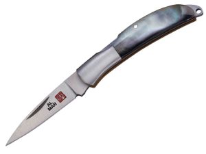 Al Mar Knives=1001BP Osprey Classic Folding gentleman,s Knife, 1.65'' Plain Blade, Black Pearl Scales, With Leather Pouch, With Lanyard Hole