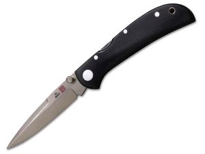 Al Mar Knives-1003BMT Falcon Classic Folding Pocket Knife, 3.15'' Talon Blade, Black Micarta Scales, With Leather Pouch