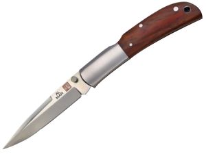 Al Mar Knives-1003CT Falcon Classic Folding Pocket Knife, Cocobolo Wood Handles, 3.15 Drop Point Blade, With Leather Sheath