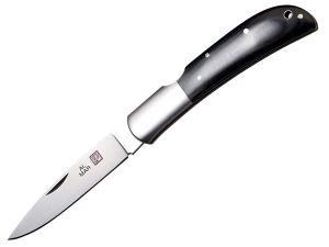 Al Mar Knives-1005BM Eagle Classic Folding Pocket Knife,4'' Plain Blade, Black Micarta Handles, With Leather Pouch, W/Lanyard Hole