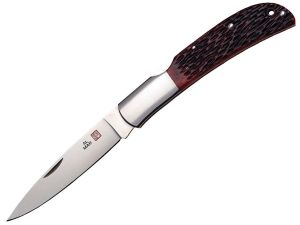 Al Mar-1005HJB Classic Eagle Lockback Gentleman,s Pocket Knife, Honey Jigged Bone Handles, 4'' Drop Point Blade, With Leather Pouch