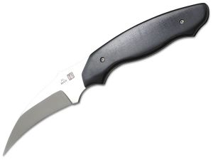 Al Mar Knives-BU2-2 , Backup Model 2  Fixed Blade Knife, 3'' Hawkbill Blade, Black Micarta Handles, With Leather Sheath, Made In Japan