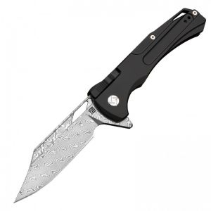 ARTISAN CUTLERY BLOWBACK ATZ-1822GD DAMASCUS BLADE TITANIUM HANDLE FOLDING KNIVES