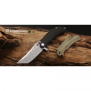 ARTISAN CUTLERY TACIT ATZ-1838GD TITANIUM DAMASCUS BLADE FOLDING KNIVES