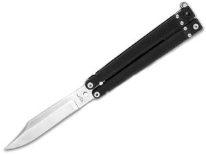 BEAR- B-200B4-S-35008 Butterfly Knife ( 5 3/8" Bowie Clip Satin Finish Blade Butterfly)
