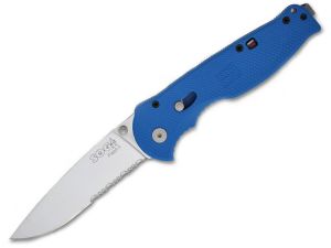 S.O.G- BFSA-98  Flash II, Assisted Opening Pocket Knife, Blue Zytel Handles, 3.5'' Satin Serrated Blade