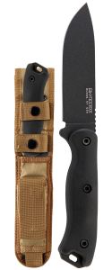 Ka-Bar Knives - BK16 , Becker Short Tactical Fixed Blade Knife , 4.37'' Drop Point Plain Blade ,  Black Ultramid Handles , W / Cordura Sheath