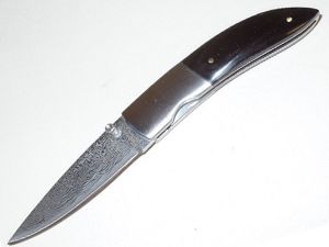 Boker Knives- RY240 , Folding Pocket Knife , Damascus Blade , Buffalo Horn Handles