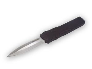 Brian Tighe  And Friends - 001300-3 , Twist Tighe OTF , 3.62'' Double Edge Blade , Charcoal Milled Aluminum Handles  , W/ Pocket Clip