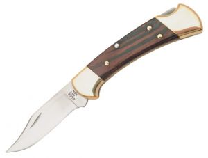 Buck Knives-112   Ranger Hunting Lockback Pocket Knife, 3'' Satin Plain Blade, With Leather Sheath, Brass Bolsters