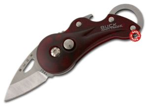 Buck Knives-0756RDS-B Transport Folding Keychain Knife, 1-1/4''  Plain Blade, Red Nylon Handles, Lanyard Hole, Discontinued ,Rare