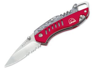 Buck Knives-B760-RDX Summit Folding Multitool Knife, 2.5'' Part Serrated Blade, Lanyard Hole, Red Aluminum Handles,-Discontinued