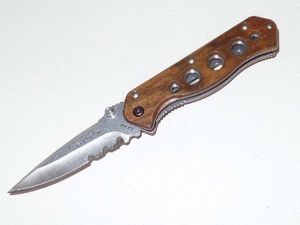 Buck Knives-B886-WD Tact Lite Folding Pocket Knife,,2-5/8'' Drop Point Blade, Wood Laminate Handles,With Pocket Clip, Discontinued , Rare