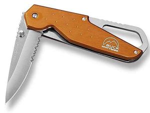 Buck Knives-B752-ORX Short  Approach Folding Pocket Knife, Orange Aluminum Handles, 2-3/4' Part Serrated Blade, Lanyard Hole, Dis-continued